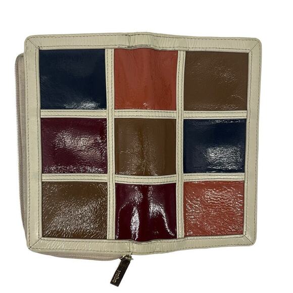Hobo International Wallet Patent Leather Geometric‎ Colorful Square Zip - Picture 5 of 9